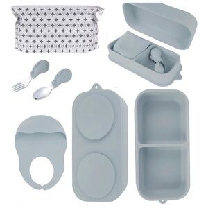 Gray Silicone Baby Feeding Set